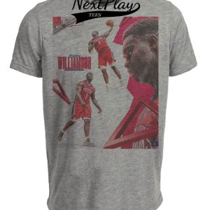 New Orleans Pelicans Zion Williamson Exclusive Retro Basketball Artwork Heather Gray Sublimated T-Shirt