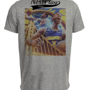 Golden State Warriors Steph Curry Exclusive Retro Basketball Artwork Heather Gray Sublimated T-Shirt