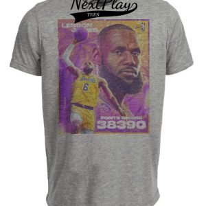 Los Angeles Lakers LeBron James All-Time Scoring Record Exclusive Retro Basketball Artwork Heather Gray Sublimated T-Shirt