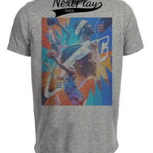 Oklahoma City Thunder PG Shai Gilgeous-Alexander Exclusive Retro Basketball Artwork Heather Gray Sublimated T-Shirt