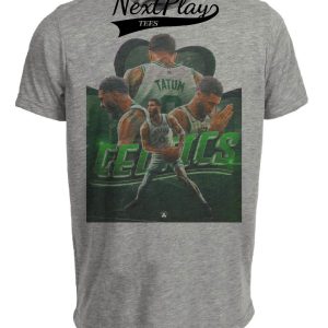 Boston Celtics Jayson Tatum Exclusive Retro Basketball Artwork Heather Gray Sublimated T-Shirt