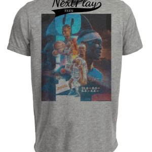 Oklahoma City Thunder Shai Gilgeous-Alexander Exclusive Retro Basketball Artwork Heather Gray Sublimated T-Shirt