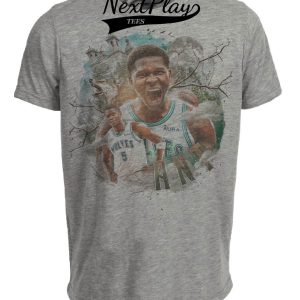 Minnesota Timberwolves Anthony Edwards Exclusive Retro Basketball Artwork Heather Gray Sublimated T-Shirt