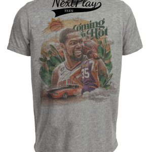 Phoenix Suns Kevin Durant Exclusive Retro Basketball Artwork Heather Gray Sublimated T-Shirt