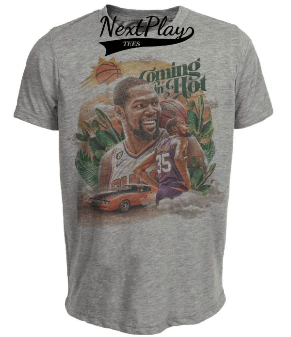 Phoenix Suns Kevin Durant Exclusive Retro Basketball Artwork Heather Gray Sublimated T-Shirt