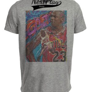 Chicago Bulls Michael Jordan The Goat Exclusive Retro Basketball Artwork Heather Gray Sublimated T-Shirt