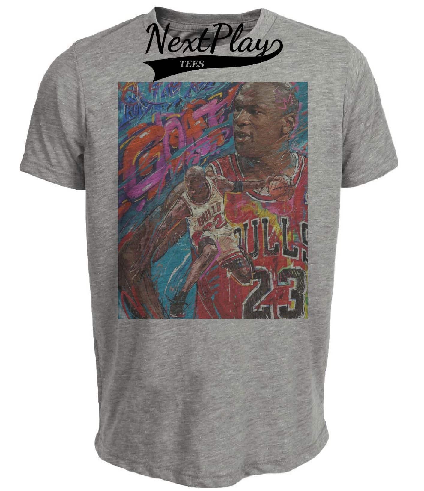 Chicago Bulls Michael Jordan The Goat Exclusive Retro Basketball Artwork Heather Gray Sublimated T-Shirt