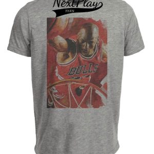 Chicago Bulls Michael Jordan Exclusive Retro Basketball Dunk Artwork Heather Gray Sublimated T-Shirt