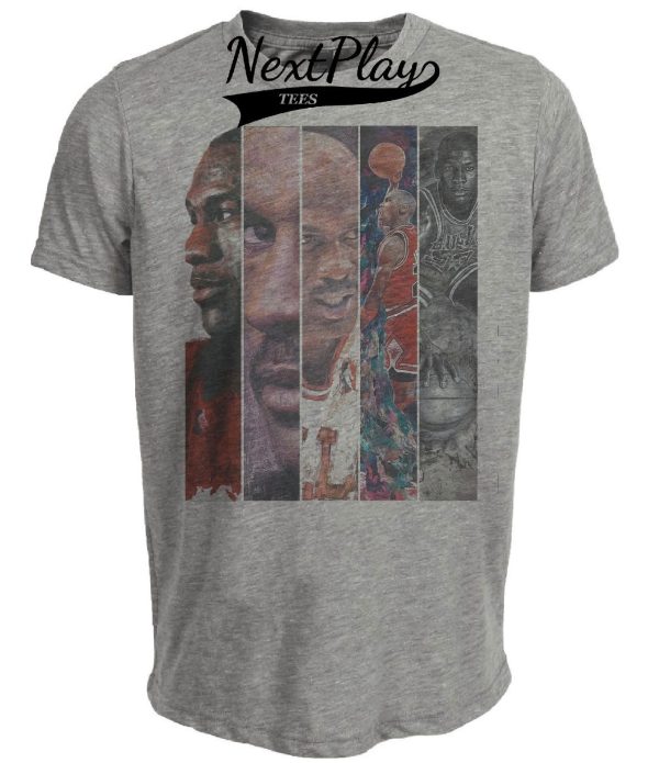 Chicago Bulls Michael Jordan Era Exclusive Retro Basketball Artwork Heather Gray Sublimated T-Shirt