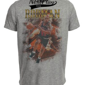 Chicago Bulls Dennis Rodman Exclusive Retro Basketball Artwork Heather Gray Sublimated T-Shirt