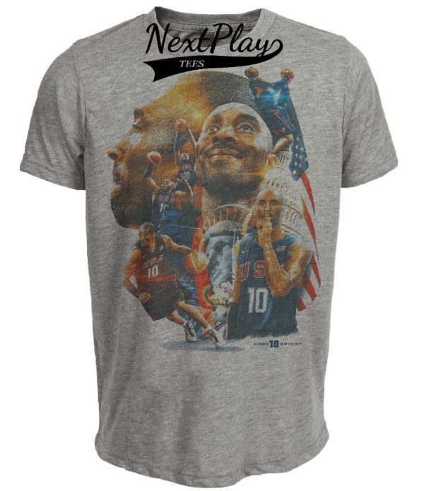 USA Olympics Kobe Bryant Exclusive Retro Basketball Artwork Heather Gray Sublimated T-Shirt