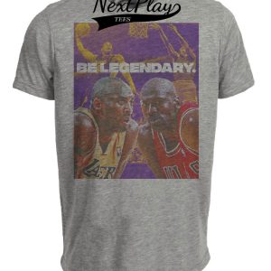 Chicago Bulls Los Angeles Lakers Be Legendary Jordan Kobe Exclusive Retro Basketball Artwork Heather Gray Sublimated T-Shirt