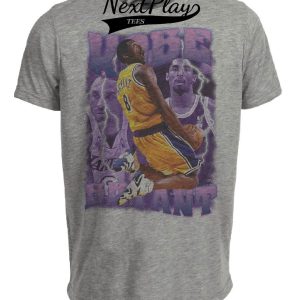 Los Angeles Lakers Kobe Bryant Exclusive Retro Throwback Basketball Artwork Heather Gray Sublimated T-Shirt