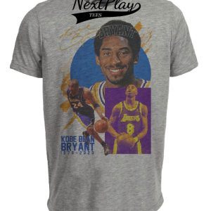 Los Angeles Lakers Kobe Bryant #8 & #24 Exclusive Retro Basketball Artwork Heather Gray Sublimated T-Shirt