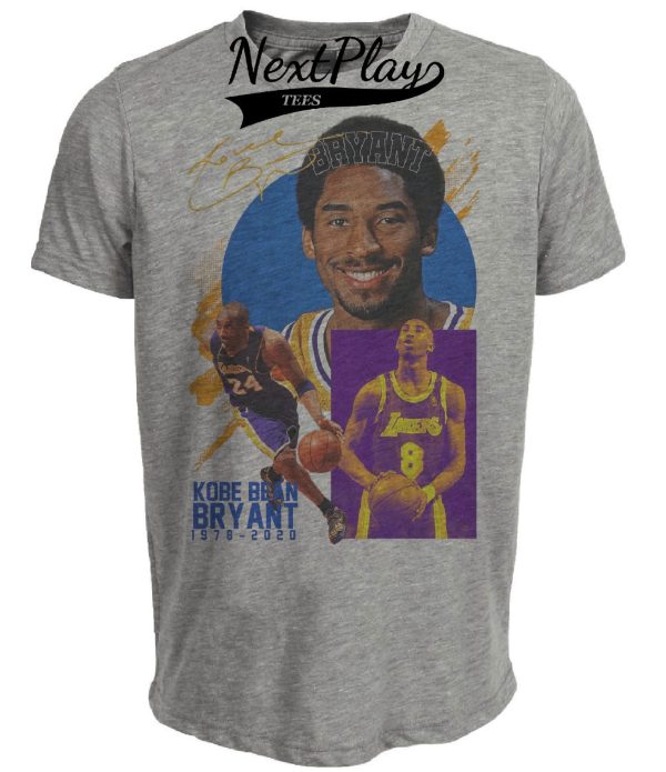 Los Angeles Lakers Kobe Bryant #8 & #24 Exclusive Retro Basketball Artwork Heather Gray Sublimated T-Shirt