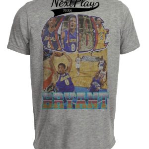 Los Angeles Lakers Kobe Bryant Dunk Exclusive Retro Basketball Artwork Heather Gray Sublimated T-Shirt