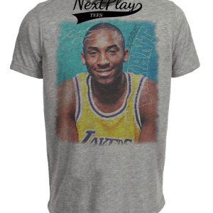Los Angeles Lakers Kobe Bryant Draft Day Exclusive Retro Basketball Artwork Heather Gray Sublimated T-Shirt