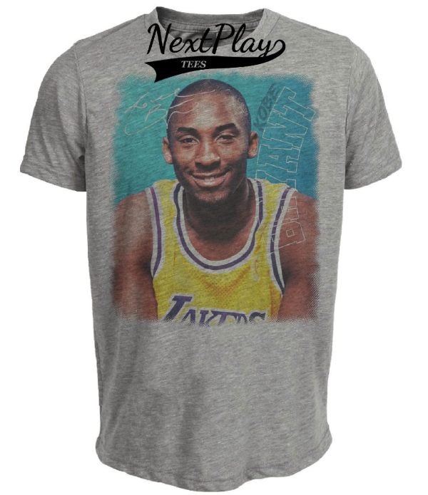 Los Angeles Lakers Kobe Bryant Draft Day Exclusive Retro Basketball Artwork Heather Gray Sublimated T-Shirt