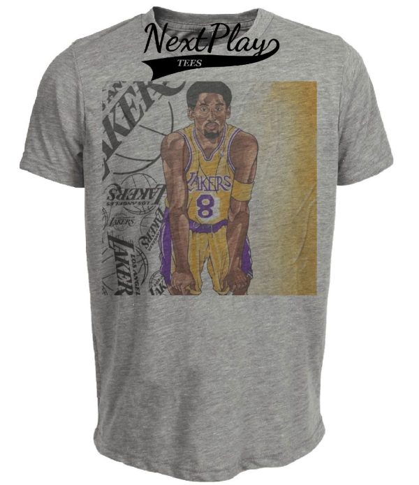 Los Angeles Lakers Kobe Bean Bryant Exclusive Retro Basketball Artwork Heather Gray Sublimated T-Shirt