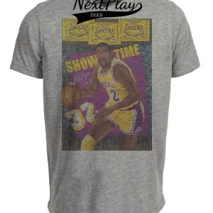 Los Angeles Lakers Magic Johnson Exclusive Retro Showtime Champions Basketball Artwork Heather Gray Sublimated T-Shirt