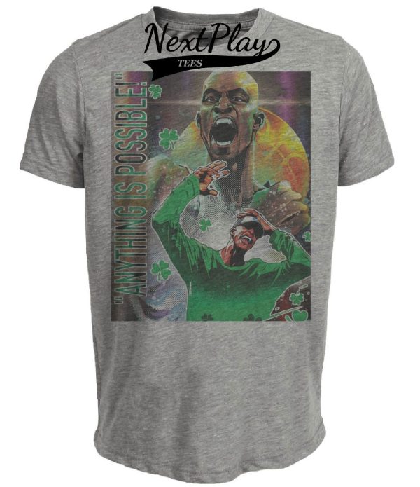 Boston Celtics Kevin Garnett Exclusive Retro Basketball Artwork Heather Gray Sublimated T-Shirt