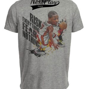 Miami Heat Dwyane Wade Fear Nothing Exclusive Retro Basketball Artwork Heather Gray Sublimated T-Shirt