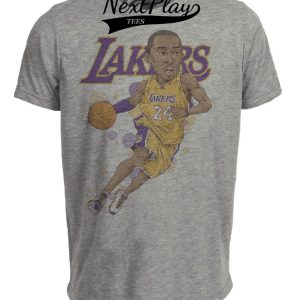 Los Angeles Lakers Kobe Bryant #24 Exclusive Retro Basketball Artwork Heather Gray Sublimated T-Shirt