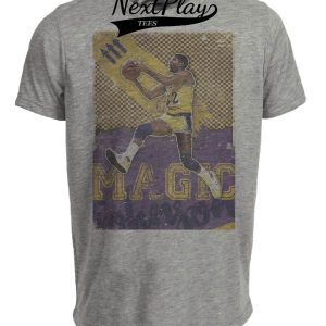 Los Angeles Lakers Magic Johnson Exclusive Retro Showtime Basketball Artwork Heather Gray Sublimated T-Shirt