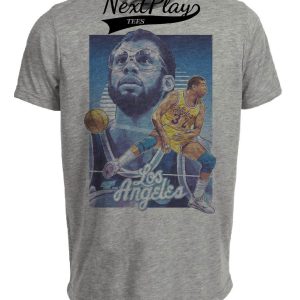 Los Angeles Lakers Legends Magic Kareem Exclusive Retro Basketball Artwork Heather Gray Sublimated T-Shirt