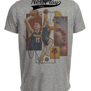 Denver Nuggets Nikola Jokić Exclusive Retro Basketball Artwork Heather Gray Sublimated T-Shirt