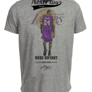 Los Angeles Lakers Kobe Bryant RIP Exclusive Retro Basketball Artwork Heather Gray Sublimated T-Shirt