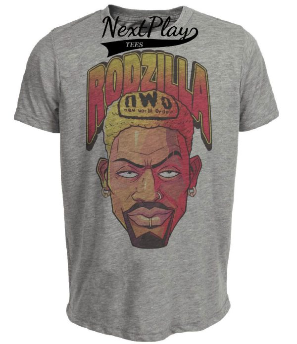 Chicago Bulls Dennis Rodman Rodzilla Exclusive Retro Basketball Artwork Heather Gray Sublimated T-Shirt