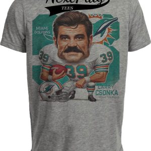 Miami Dolphins Larry Csonka Exclusive Retro Football 1972 Artwork Heather Gray Sublimated T-Shirt