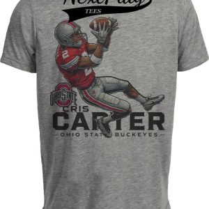 Ohio State Buckeyes Exclusive Cris Carter Retro Football 1985 Artwork Heather Gray Sublimated T-Shirt