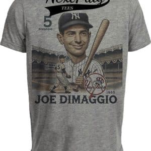 New York Yankees Joe DiMaggio Exclusive Retro Baseball HOF 1955 Artwork Heather Gray Sublimated T-Shirt