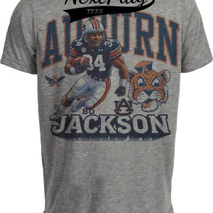 Auburn Tigers Bo Jackson Exclusive Retro Football 1985 Artwork Heather Gray Sublimated T-Shirt