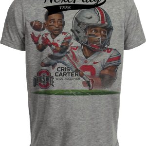 Ohio State Buckeyes Cris Carter WR Exclusive Retro Football 1985 Artwork Heather Gray Sublimated T-Shirt