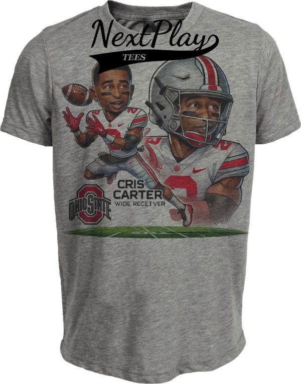 Ohio State Buckeyes Cris Carter WR Exclusive Retro Football 1985 Artwork Heather Gray Sublimated T-Shirt