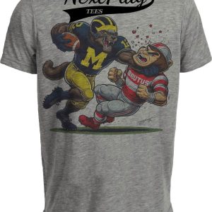 Michigan Wolverines vs. Ohio State Buckeyes Exclusive Retro Rivalries Football 1993 Artwork Heather Gray Sublimated T-Shirt