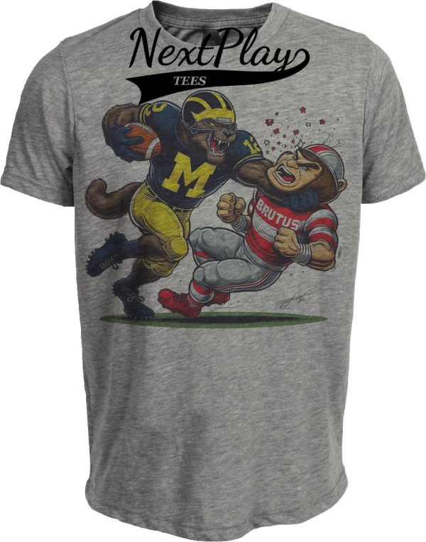 Michigan Wolverines vs. Ohio State Buckeyes Exclusive Retro Rivalries Football 1993 Artwork Heather Gray Sublimated T-Shirt
