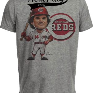 Cincinnati Reds Pete Rose Exclusive Retro Baseball 1975 Artwork Heather Gray Sublimated T-Shirt