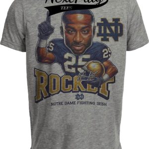Notre Dame Fighting Irish Raghib Rocket Ismail Exclusive Retro Football Orange Bowl 1991 Artwork Heather Gray Sublimated T-Shirt