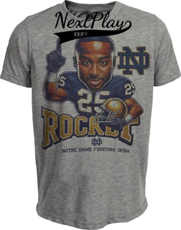 Notre Dame Fighting Irish Raghib Rocket Ismail Exclusive Retro Football Orange Bowl 1991 Artwork Heather Gray Sublimated T-Shirt
