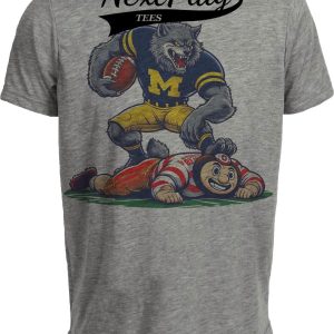 Michigan Wolverines vs. Ohio State Buckeyes Exclusive Retro Rivalries Football 1988 Artwork Heather Gray Sublimated T-Shirt