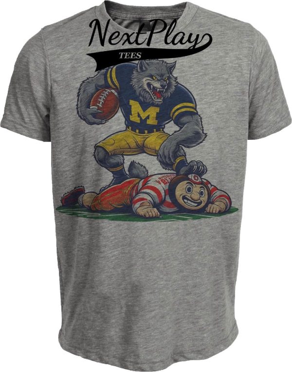 Michigan Wolverines vs. Ohio State Buckeyes Exclusive Retro Rivalries Football 1988 Artwork Heather Gray Sublimated T-Shirt