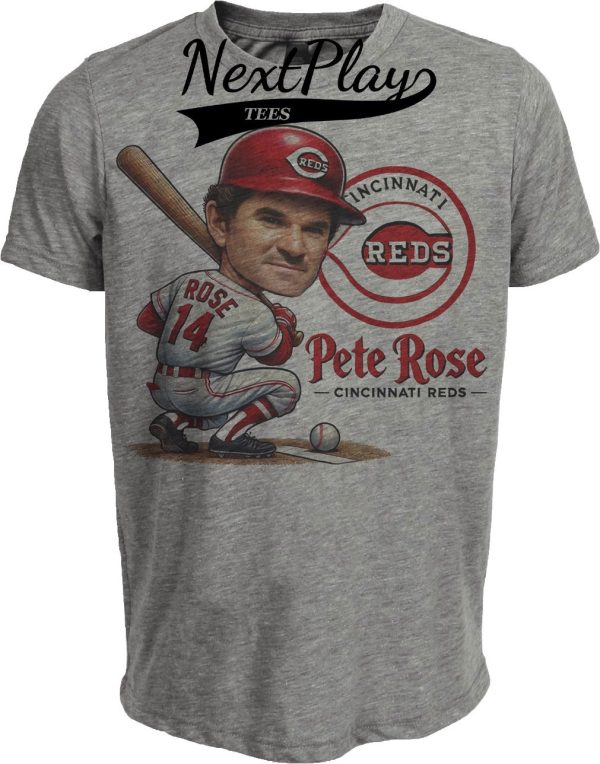 Cincinnati Reds Pete Rose Exclusive Retro Baseball 1969 Artwork Heather Gray Sublimated T-Shirt