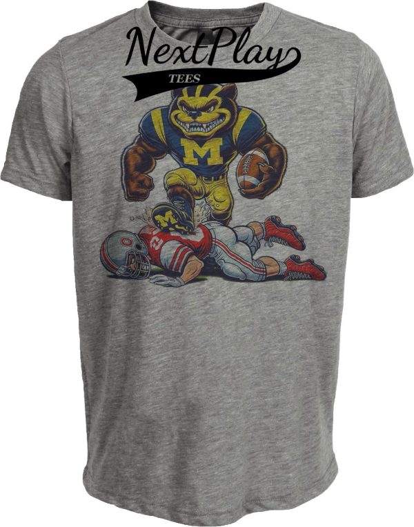 Michigan Wolverines vs. Ohio State Buckeyes Exclusive Retro Rivalries Football 1991 Artwork Heather Gray Sublimated T-Shirt