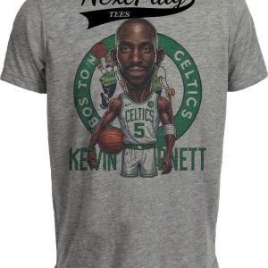 Boston Celtics Kevin Garnett Exclusive Retro Basketball Artwork Heather Gray Sublimated T-Shirt