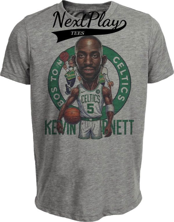 Boston Celtics Kevin Garnett Exclusive Retro Basketball Artwork Heather Gray Sublimated T-Shirt