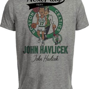 Boston Celtics John Havlicek Exclusive Retro Basketball 1965 Artwork Heather Gray Sublimated T-Shirt